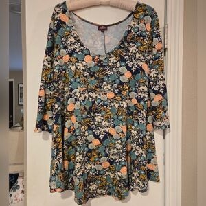 Two Size XL Salaam Scoop-Neck Floral Tops, Beautiful Patterns